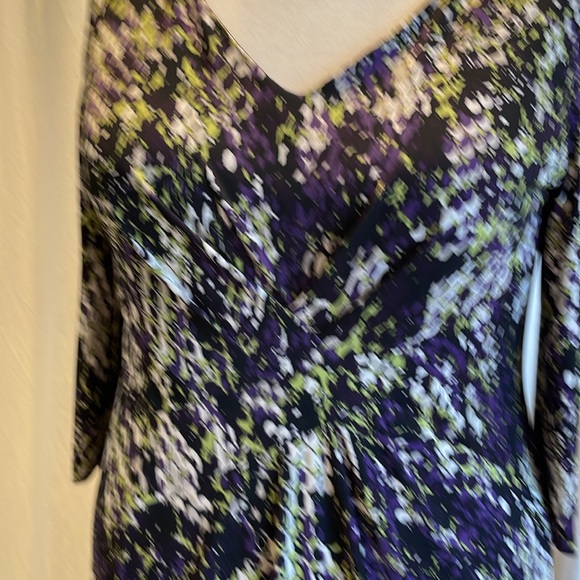 Black Label by Evan Picone NWOT plus sz 16 prpl/blk/white/green v-nck 3/4 sleeve - Picture 5 of 7